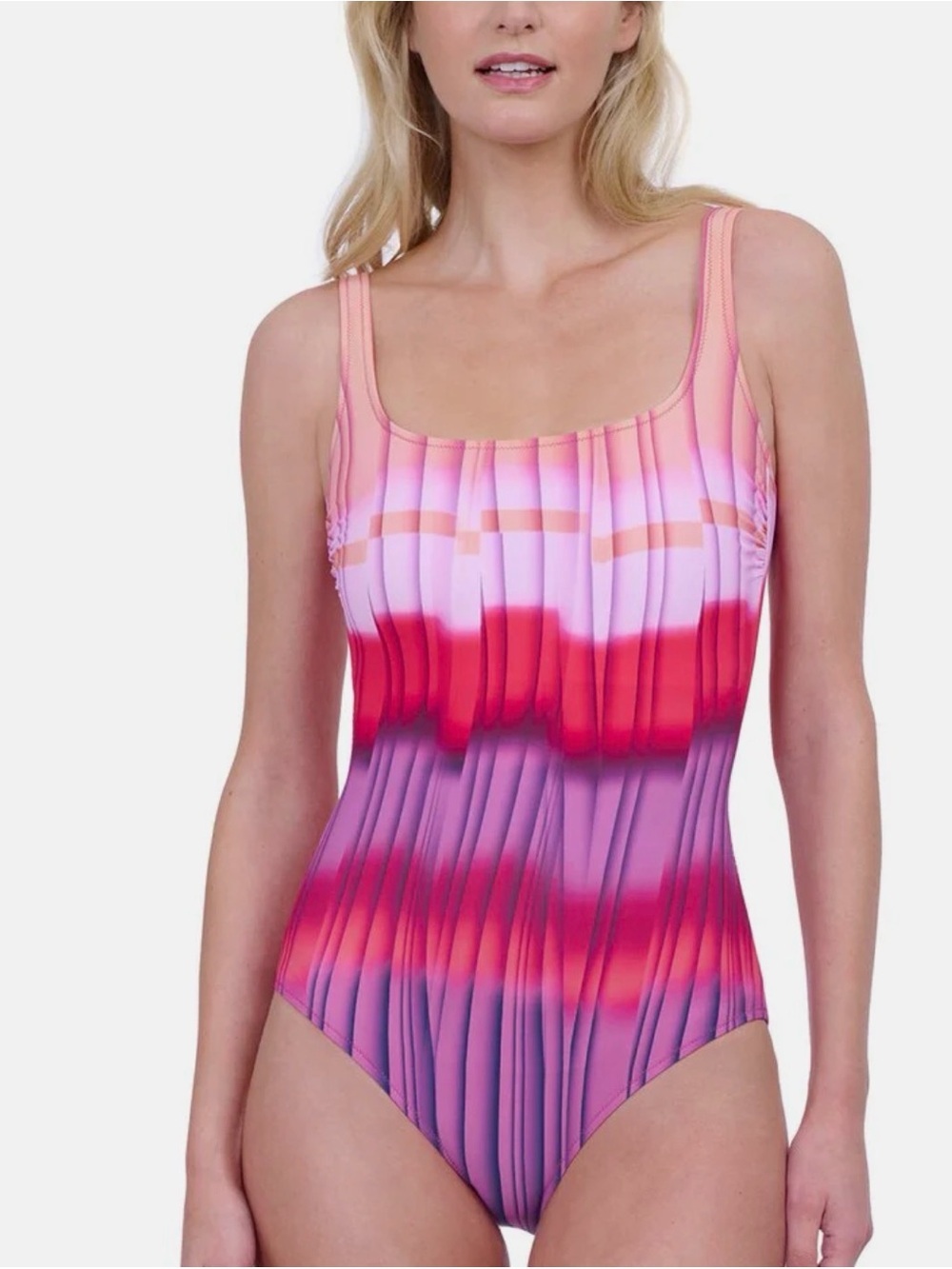 Gottex Pink and Purple Gradient Stripe One-Piece Swimsuit